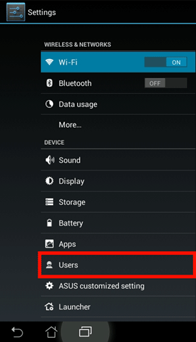 Android Settings, Users